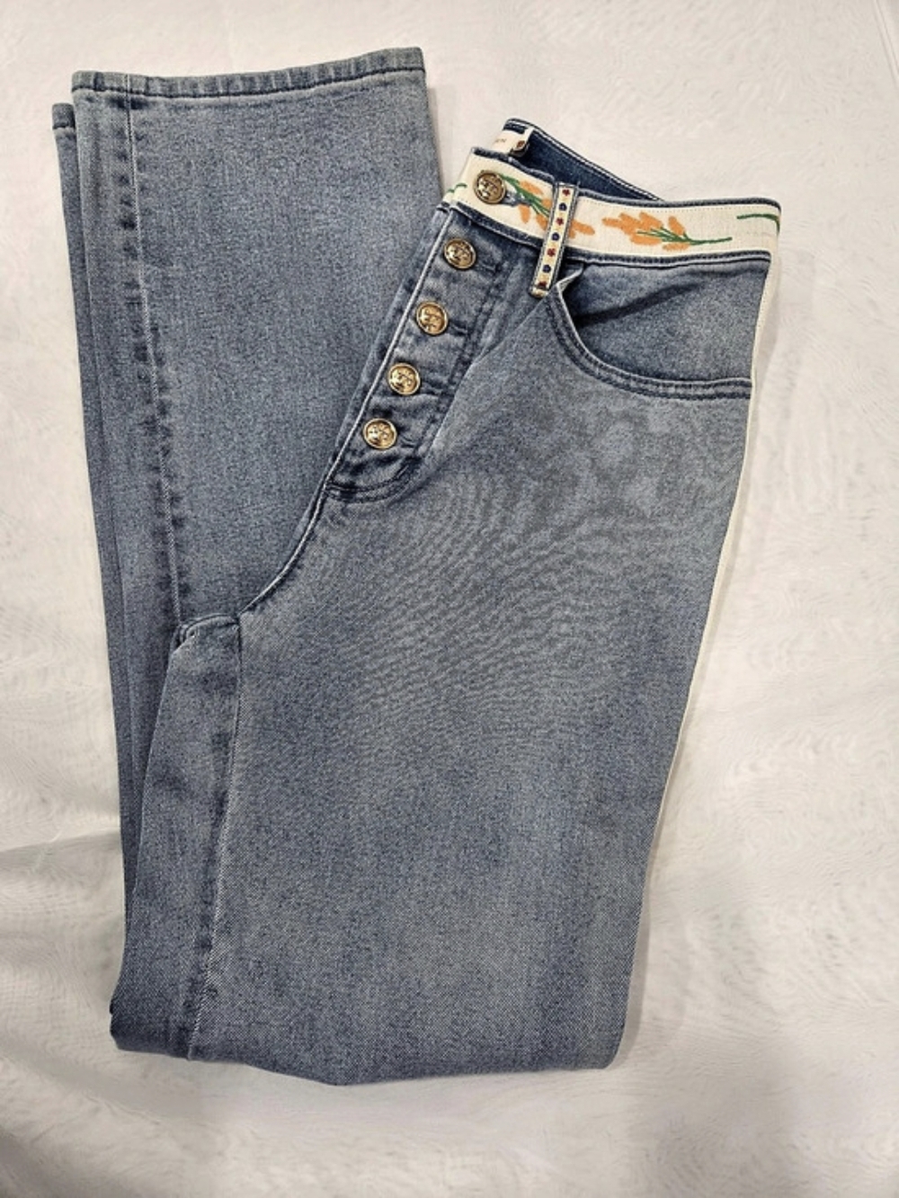 Tory Burch Straight Leg Jeans in Blue Waist 27